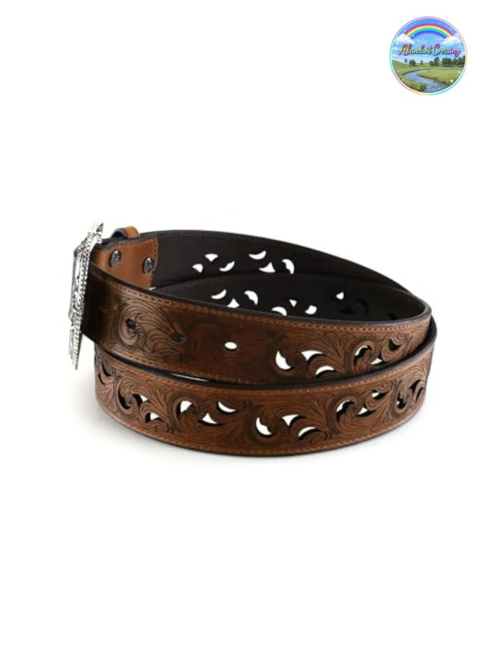 Genuine Leather Western Belt with Interchangeable Buckle